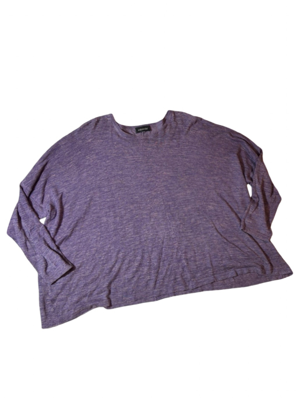 Eskandar Purple Silk Hemp Oversized Lagenlook Boxy Sweater Tunic